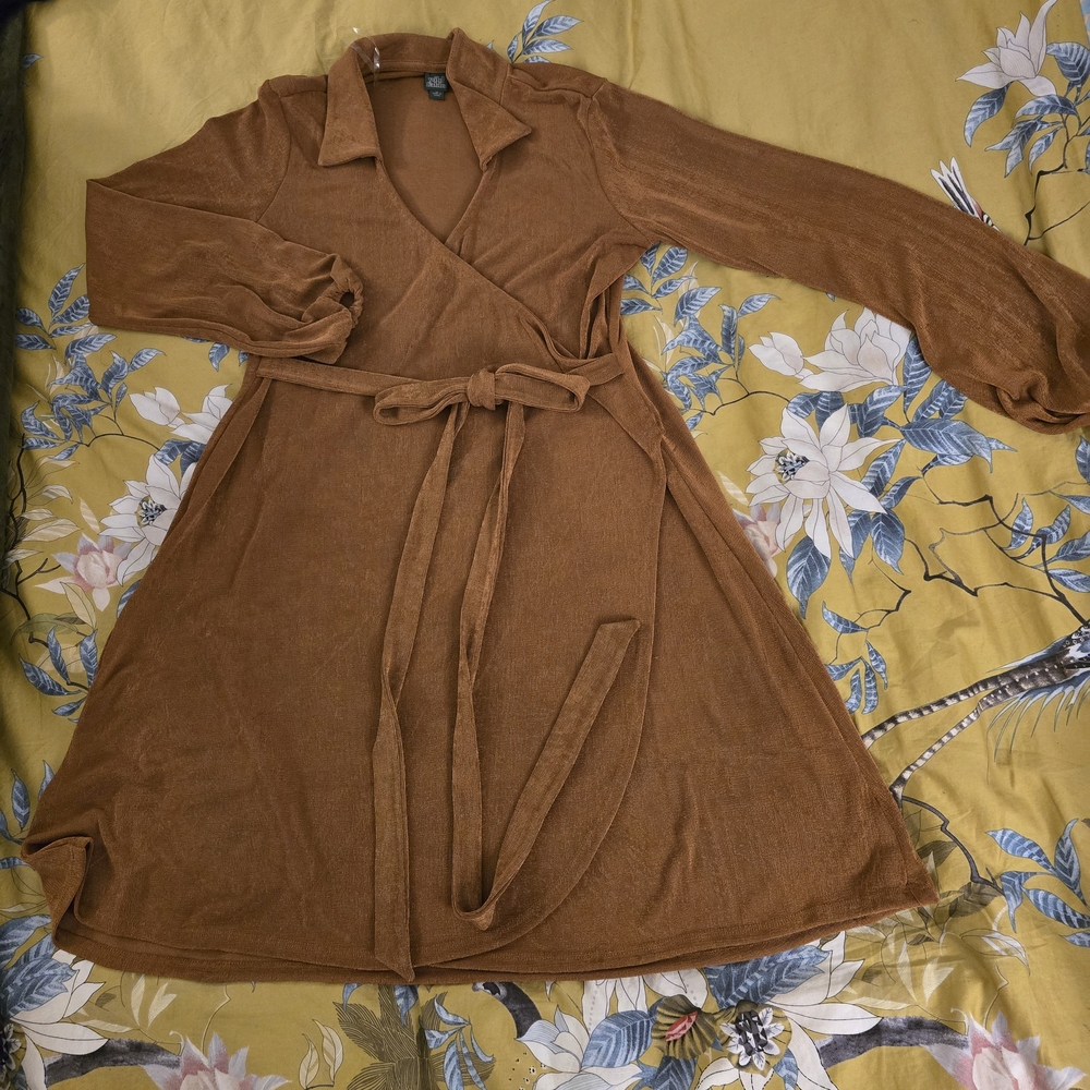 Wild Fable Brown Faux Wrap Dress.